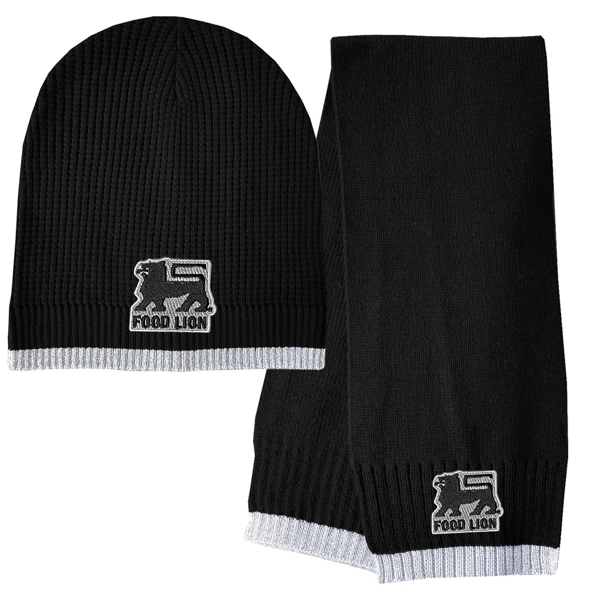 Reflective Lightweight Waffle Knit Beanie Cap & Scarf Combo 1