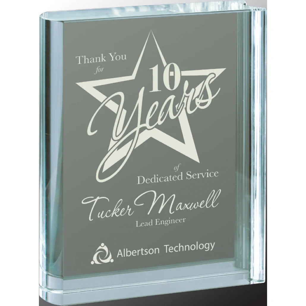 3 3/4" x 5" Clear Crystal Book Award 1