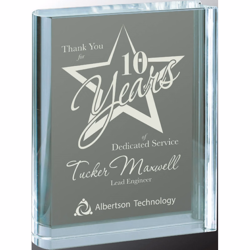 3 3/4" x 5" Clear Crystal Book Award
