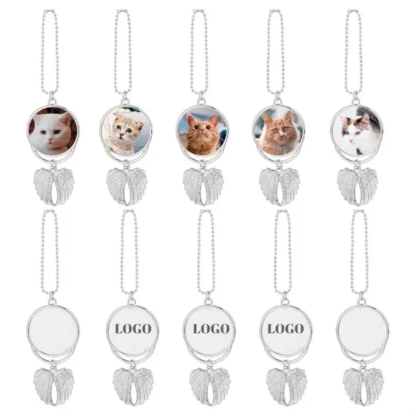 Custom Aluminum Angel Wings Photo Keychain — Personalized Car Memorial Decoration 1