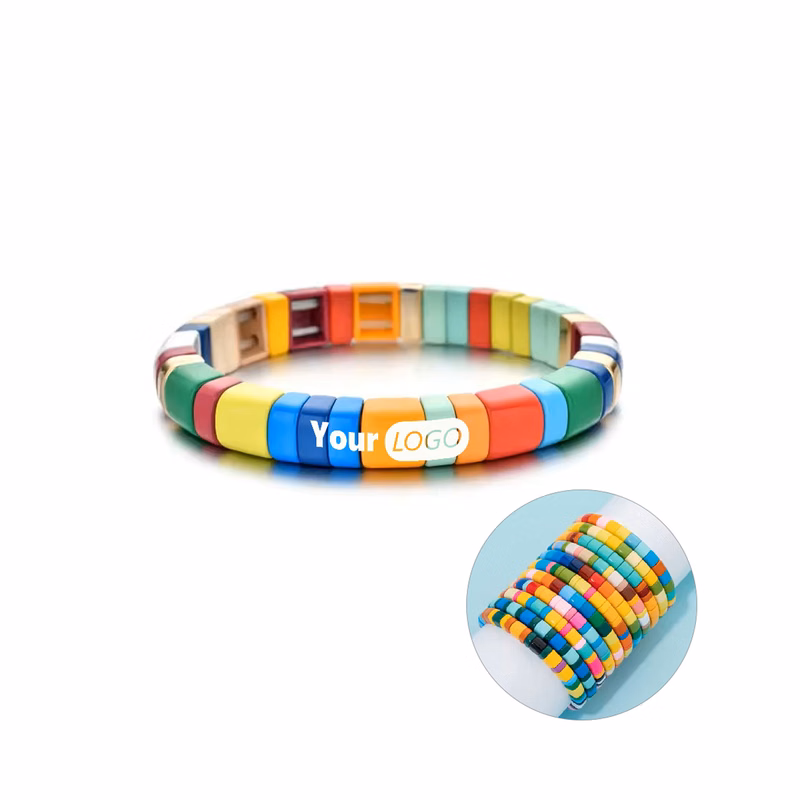 DIY Tile Geometric Semicircle Rainbow Bracelet