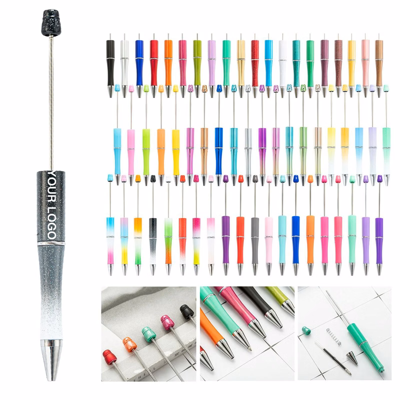 Durable Plastic Pen with Bead Decoration Option