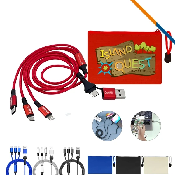 Custom 47-Inch 5in1 Type-C Charging Cable with Optional Cosmetic Pouch — Professional 1