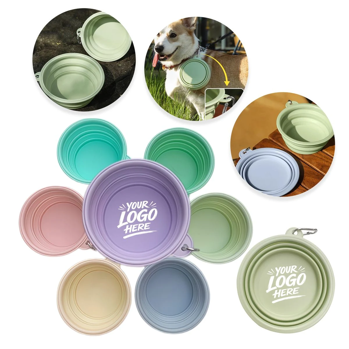 Collapsible Silicone Pet Bowl Travel Feed Cup Clip 1