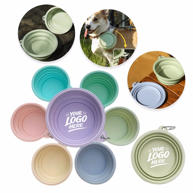 Collapsible Silicone Pet Bowl Travel Feed Cup Clip