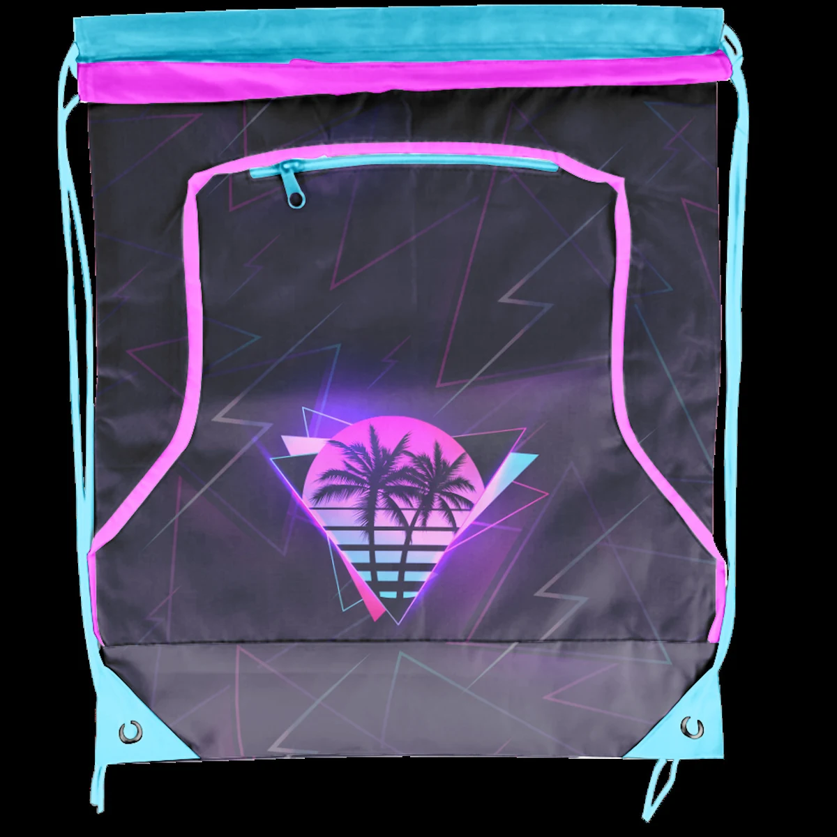 Full Dye Sublimation Bulb Design Polyester Drawstring Bag w/Front Zipper 1