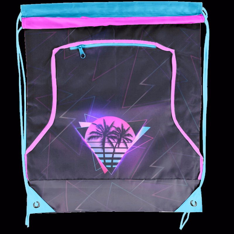 Full Dye Sublimation Bulb Design Polyester Drawstring Bag w/Front Zipper