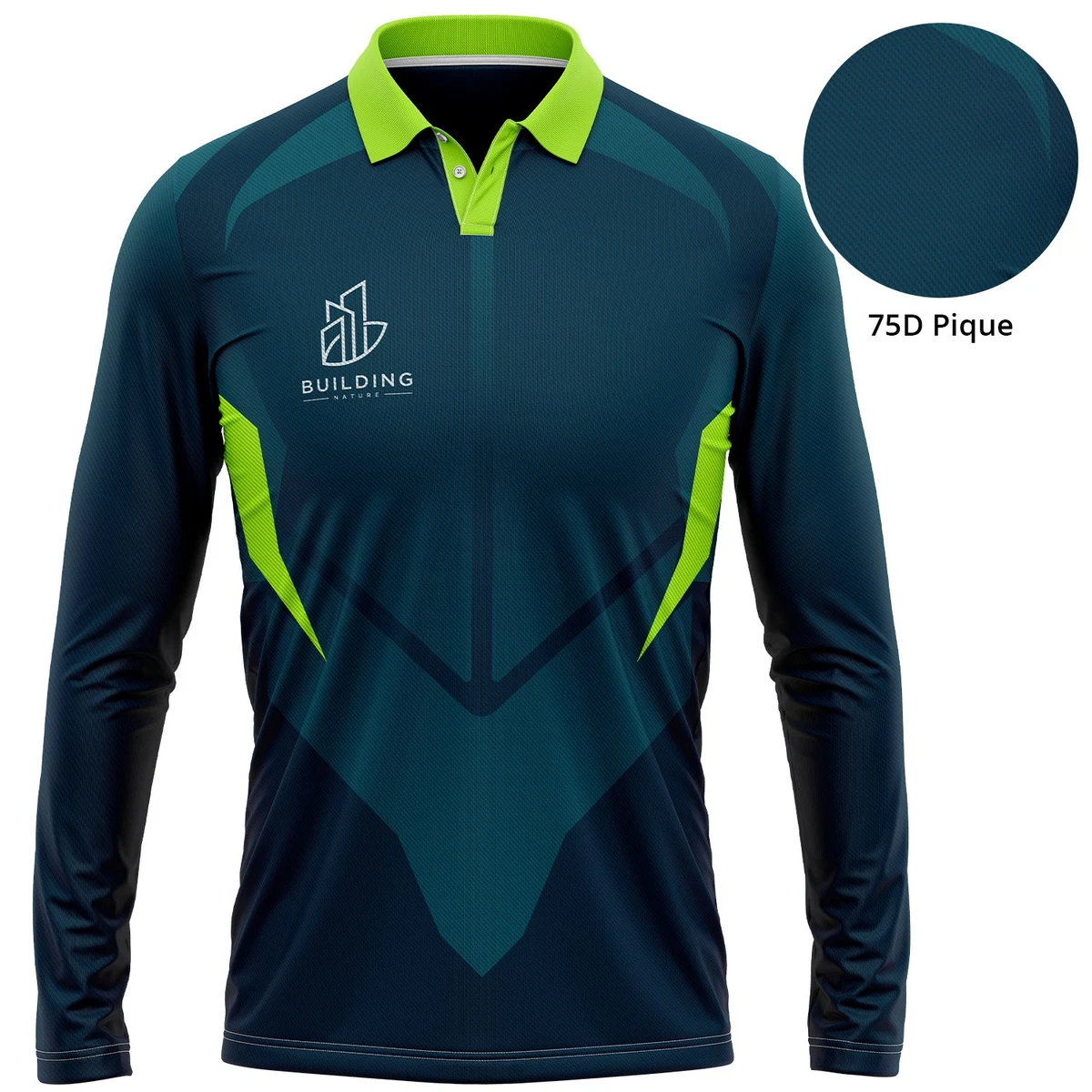 Unisex 75D Pique Sublimation Long Sleeve Polo 1