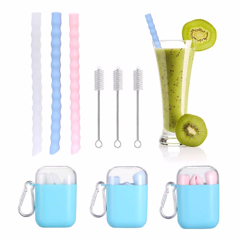 Silicone Reusable Straw with Case & Brush