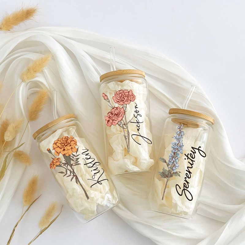 Personalized Birth Flower Tumbler With Name