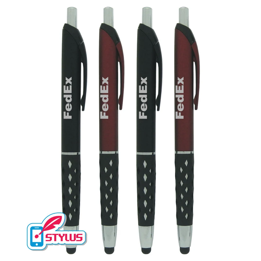Colored "Window-Grip" Stylus Click Pen with Silver Trim 1