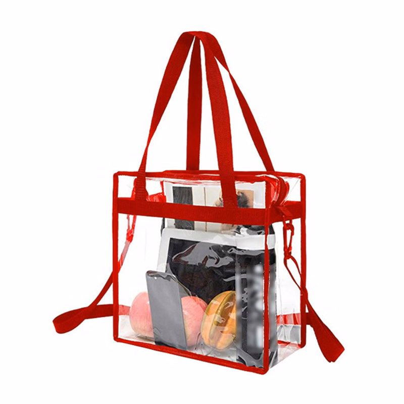 Square Transparent PVC Shopping Bag With Shoulder Strap