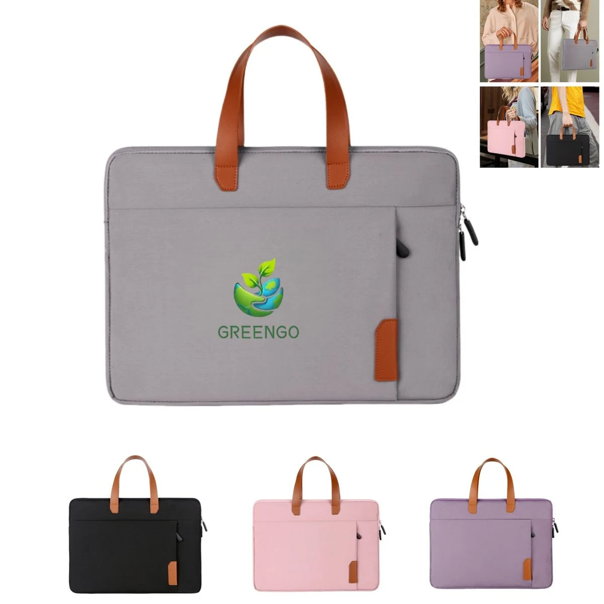 13.3 inch Padded Laptop Sleeve With PU Leather Handle 1