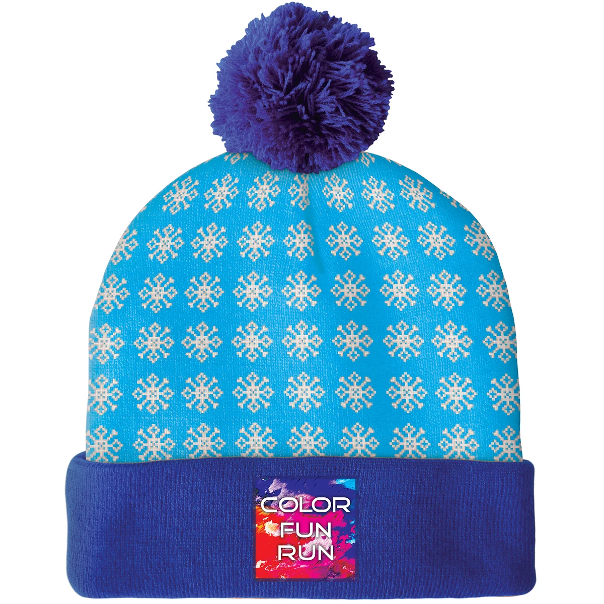 Knit Beanie with Pom and Cuff (Printed Logo) 1