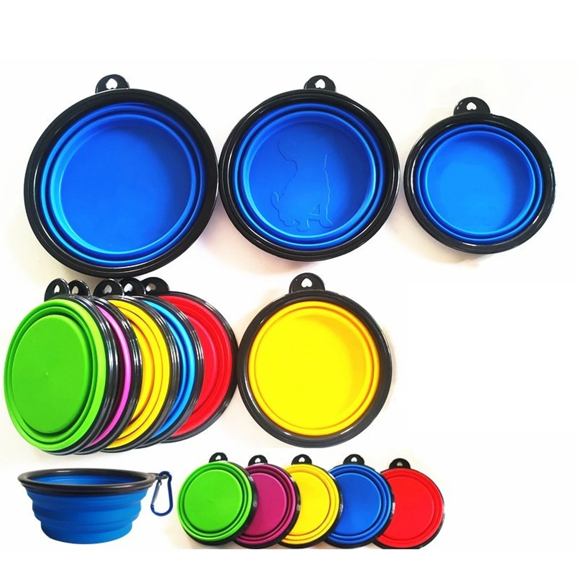 TPE Folding Pet Bowl With Carabiner 1