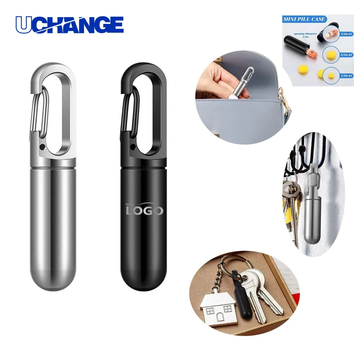 Health Metal Alloy Pill Bottle with Keychain Container 1