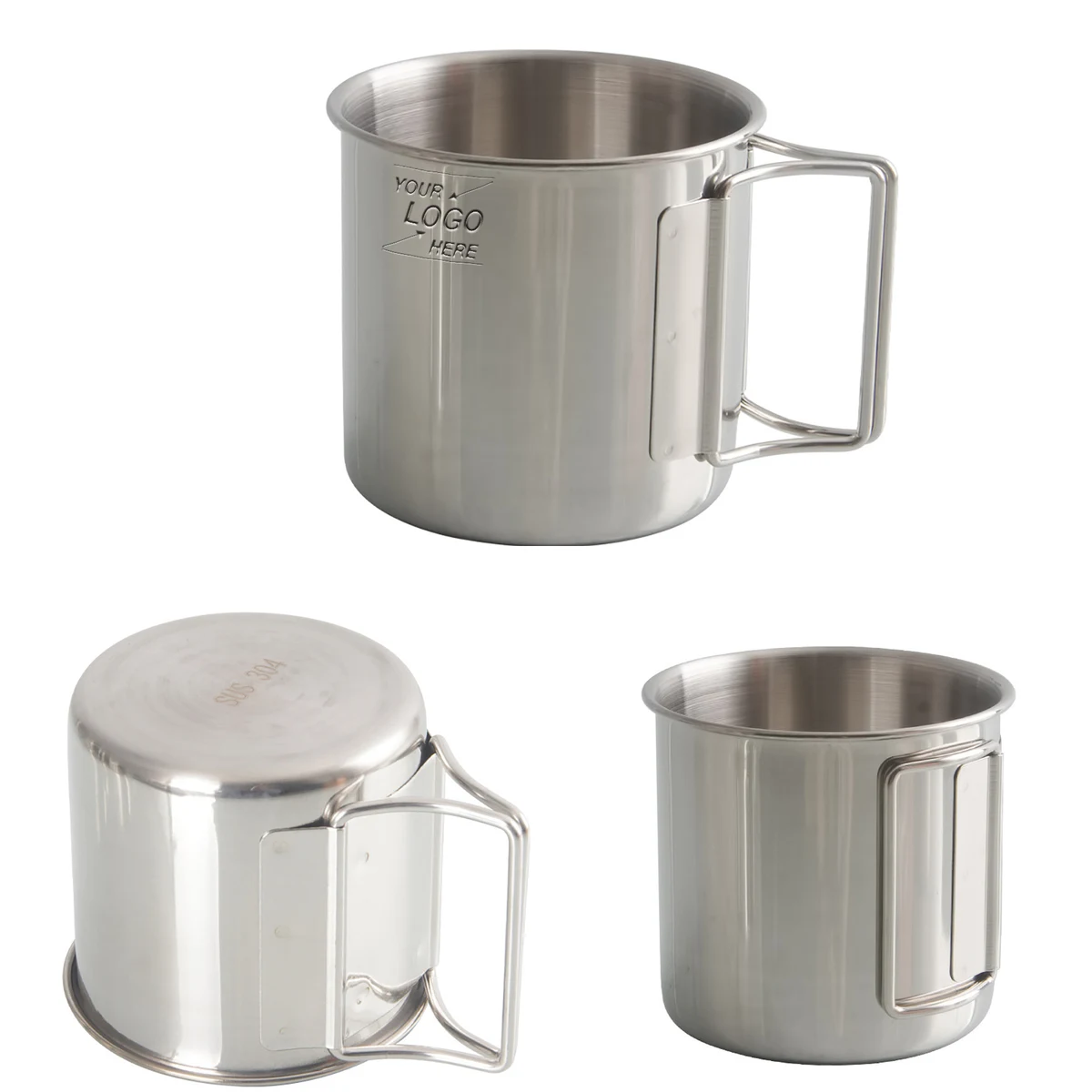 11 Oz Stainless Steel Camping Mug with Folding Handle 1