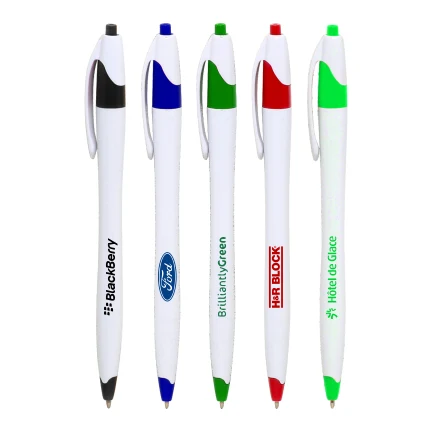 Union Printed, "Elegant" Clicker Pen - White Barrels 1