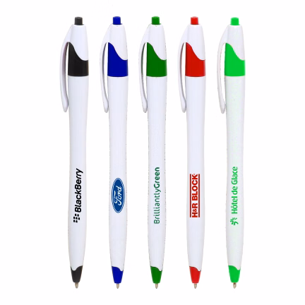 Union Printed, "Elegant" Clicker Pen - White Barrels