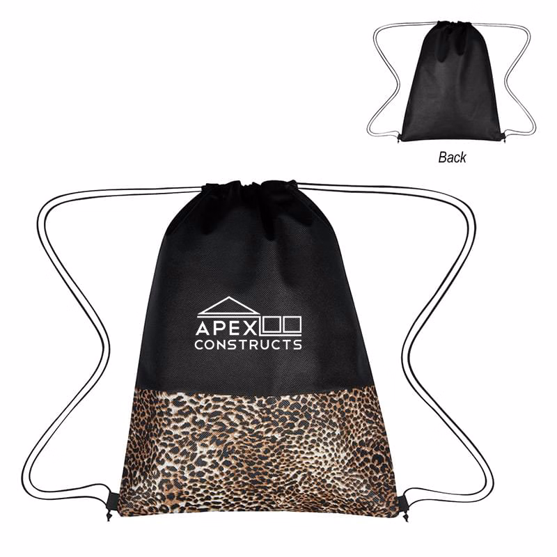Leopard Print Non-Woven Drawstring Bag