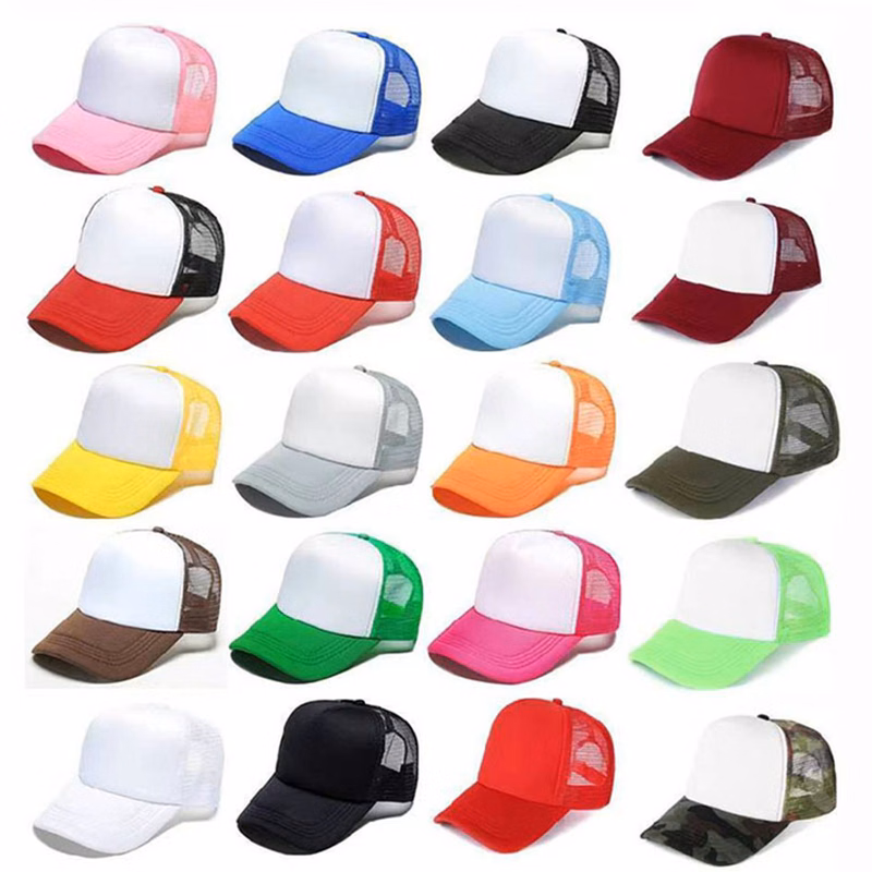 Classic Flat Bill Mesh Trucker Hats w/ Snap Closure Caps