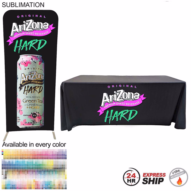 24Hr Express Ship-Tradeshow Booth Package,3'W x 96"h EuroFit Tension Fabric Display & 6' Tablecloth