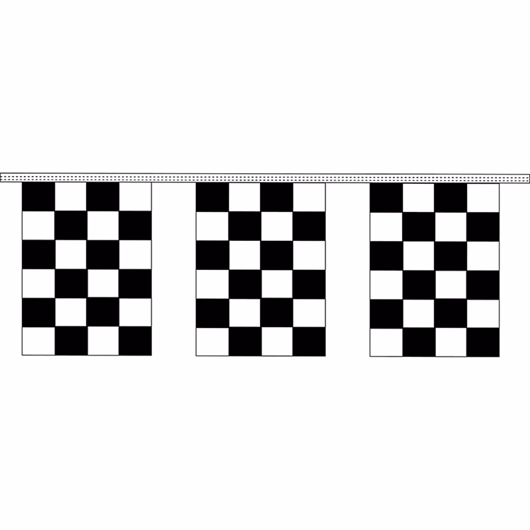 9" x 12" Black & White Checkered 4 mil. 30' Pennant Strings