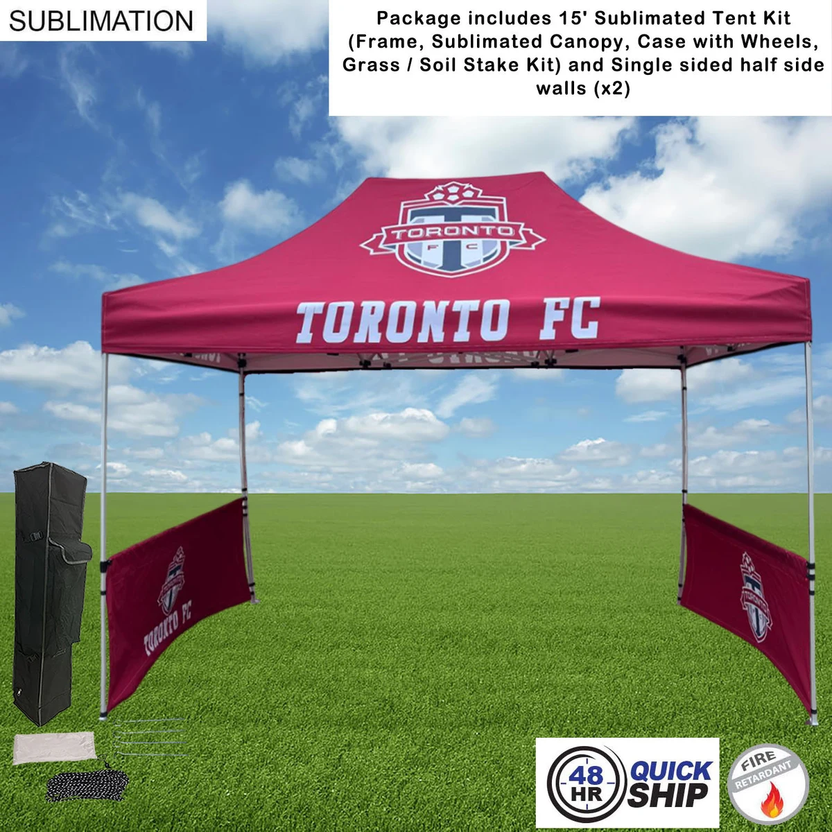 48Hr Quick Ship - Tent Sidewalls Package, 15' Sublimated Tent Kit and 2 Half single sided sidewalls 1