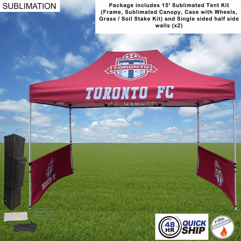 48Hr Quick Ship - Tent Sidewalls Package, 15' Sublimated Tent Kit and 2 Half single sided sidewalls