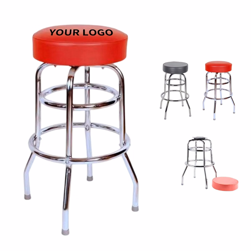PVC Leather Bar Stool With Single Ring 13.9" By 29.9"