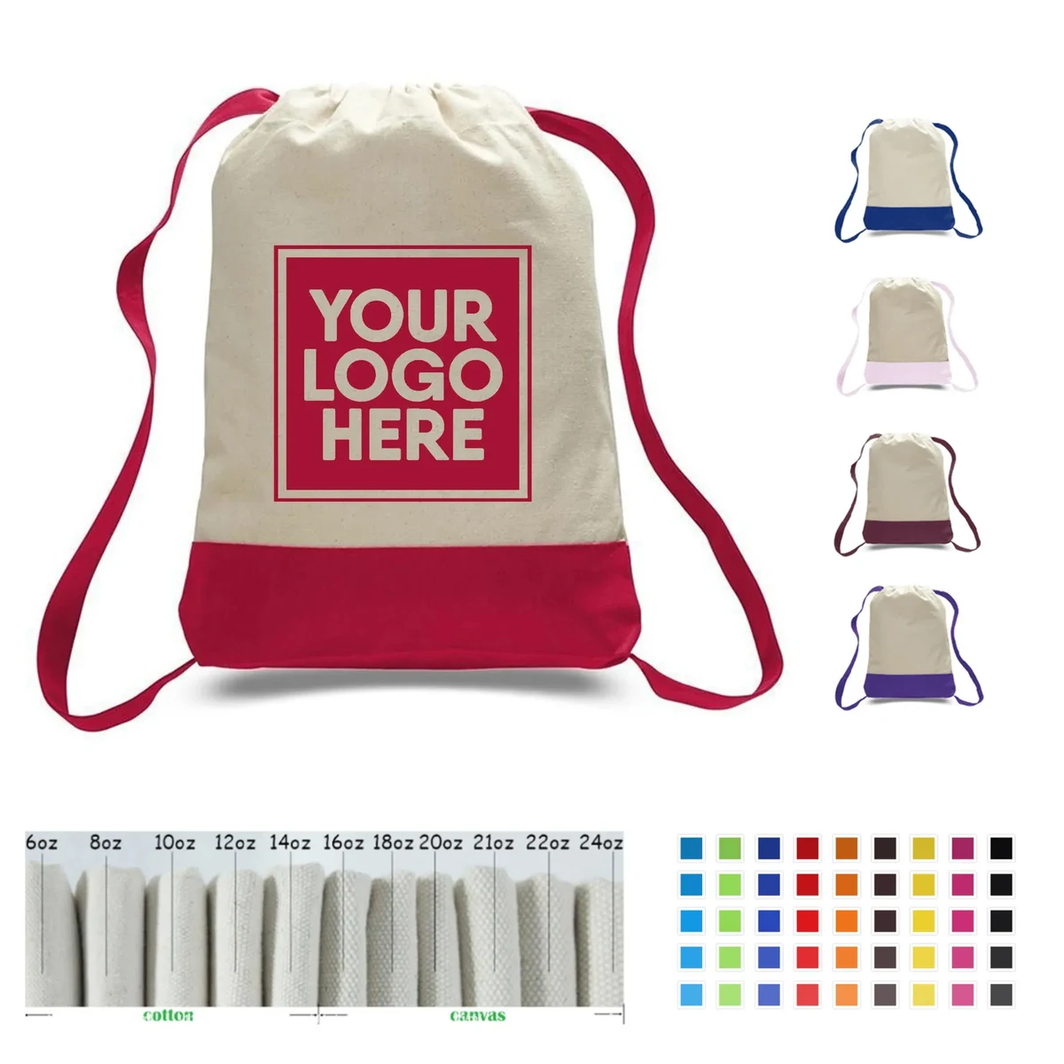 Sport Cotton Canvas Drawstring Backpack MOQ50pcs 1