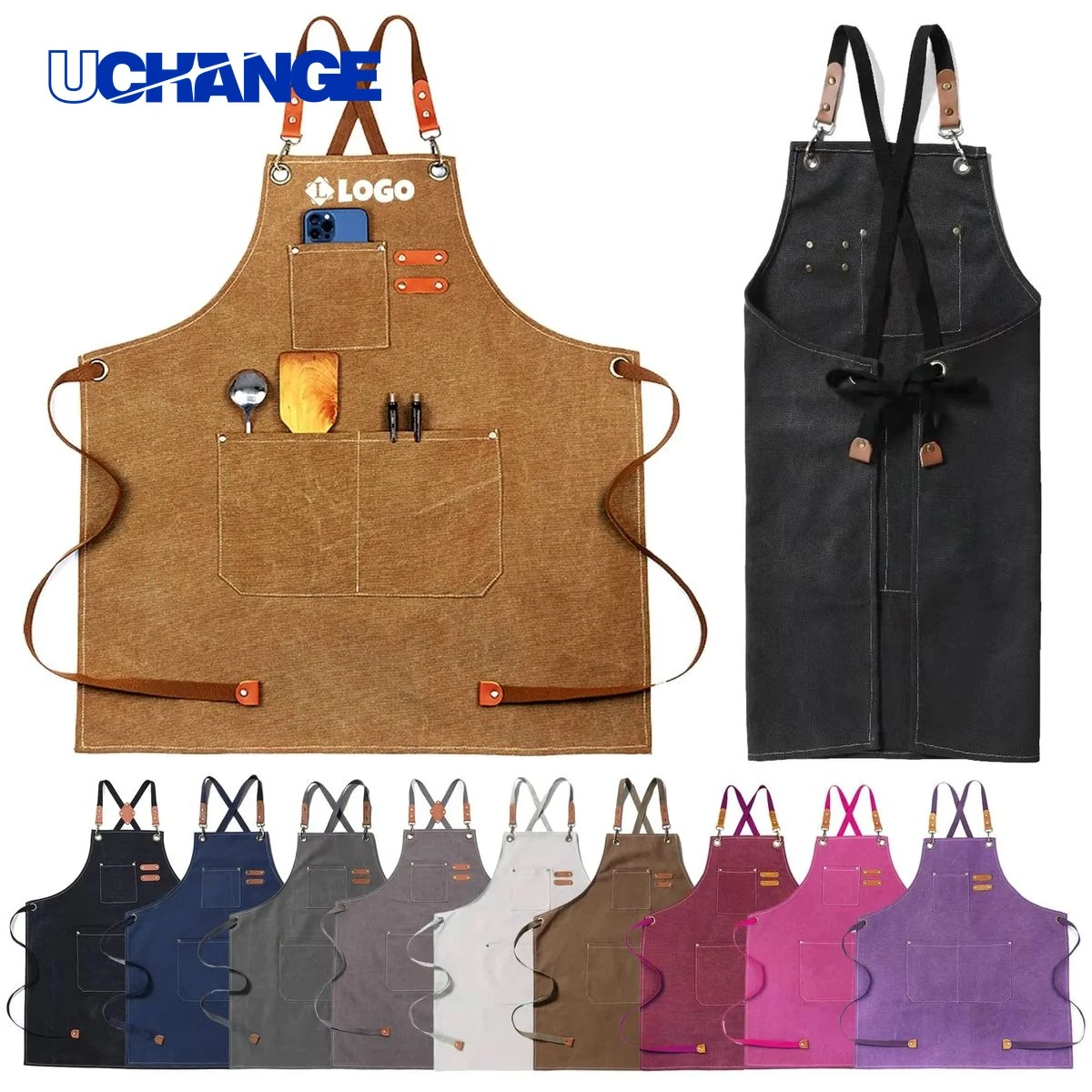 Practical Kitchen Apron with Pockets 1