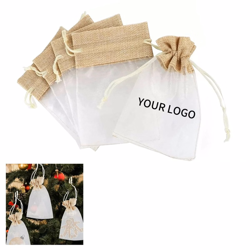 Small Linen Organza Pouches for Party Favors
