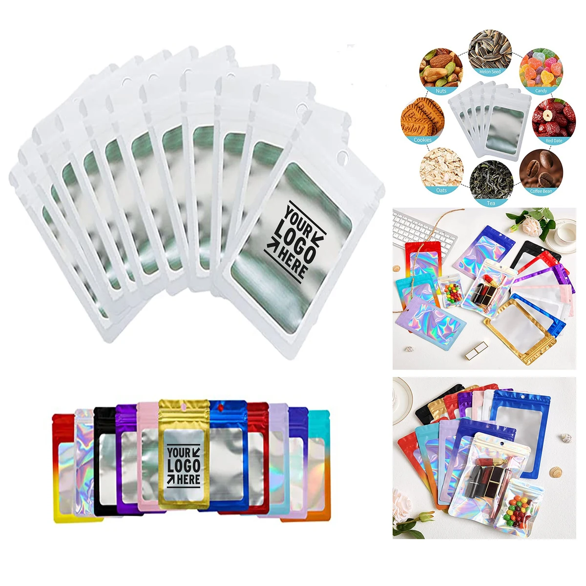 2.95 x 0.6 Inches Resealable Mylar Holographic Zip Lock Bag 1