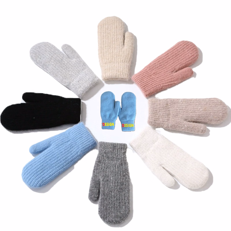 Winter Double-Layer Fleece Knit Gloves