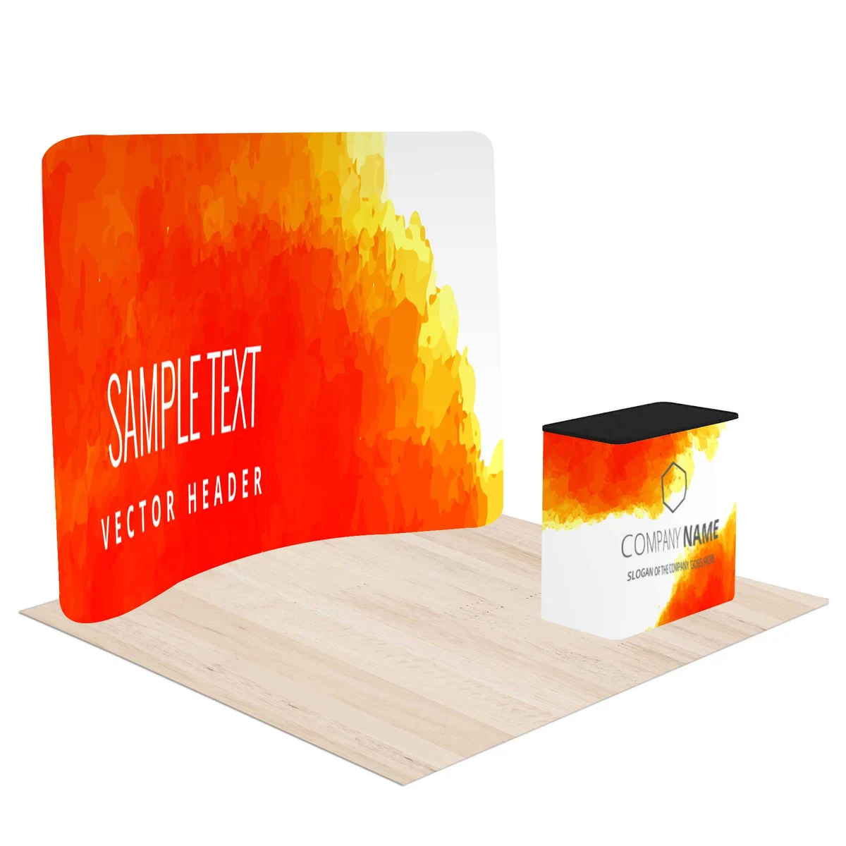 10 Ft Trade Show Display Kit - Curved Back Wall 1