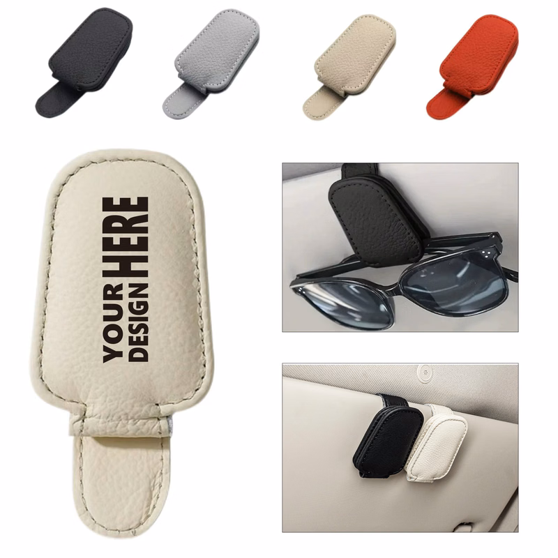 PU Leather Magnetic Eyeglasses Holder for Cars