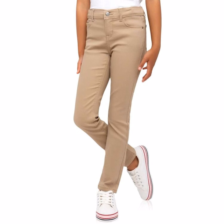 Girl's Super Stretch Skinny Uniform Pants - Khaki Size 6
