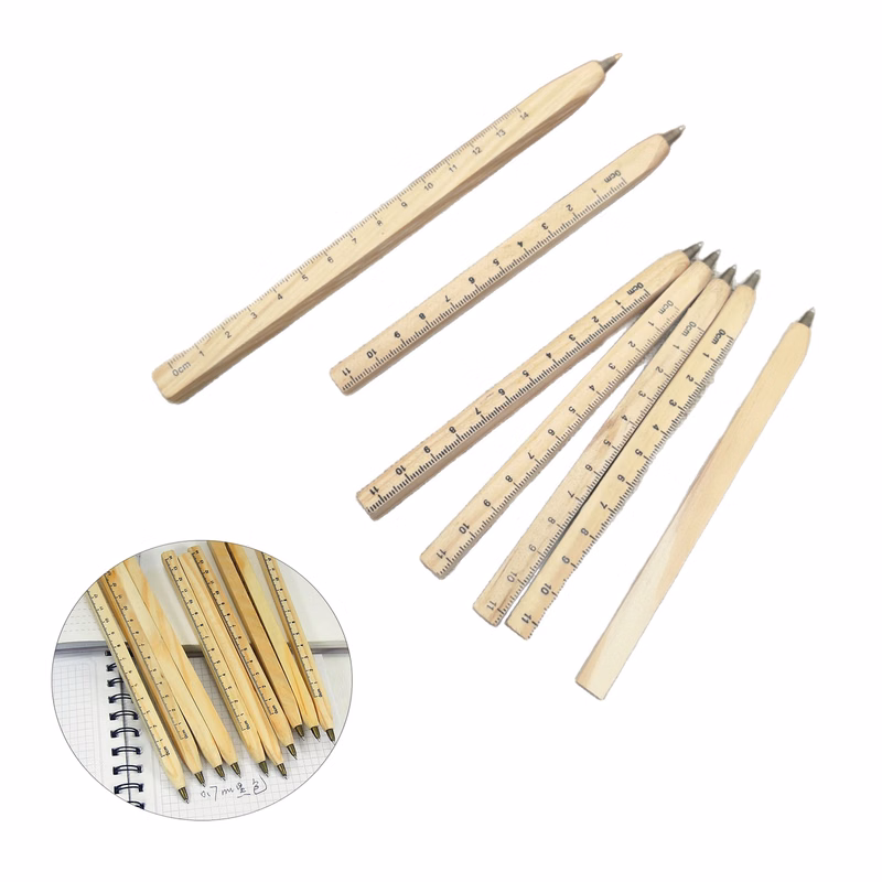 Wooden Ruler Scale Ballpoint Pen