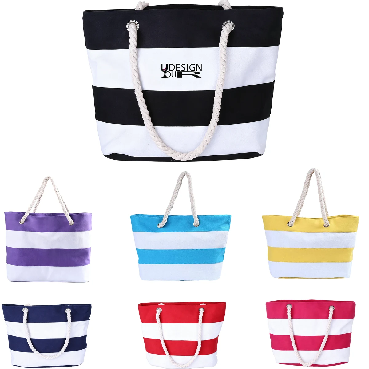 Outdoor Thick Hemp Rope Shoulder Bag Beach Stripe Eco-Bag 1