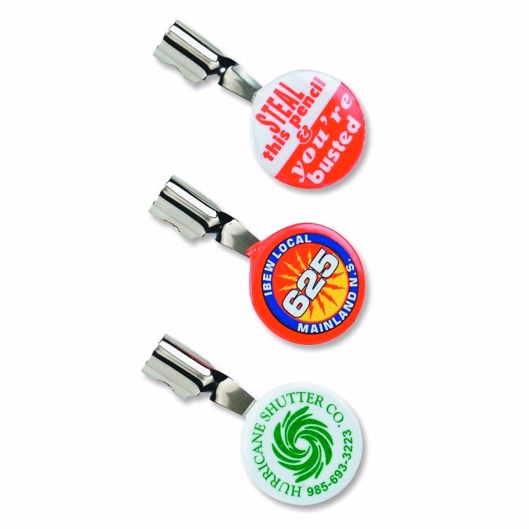 Celluloid Button w/Metal Pencil Clip