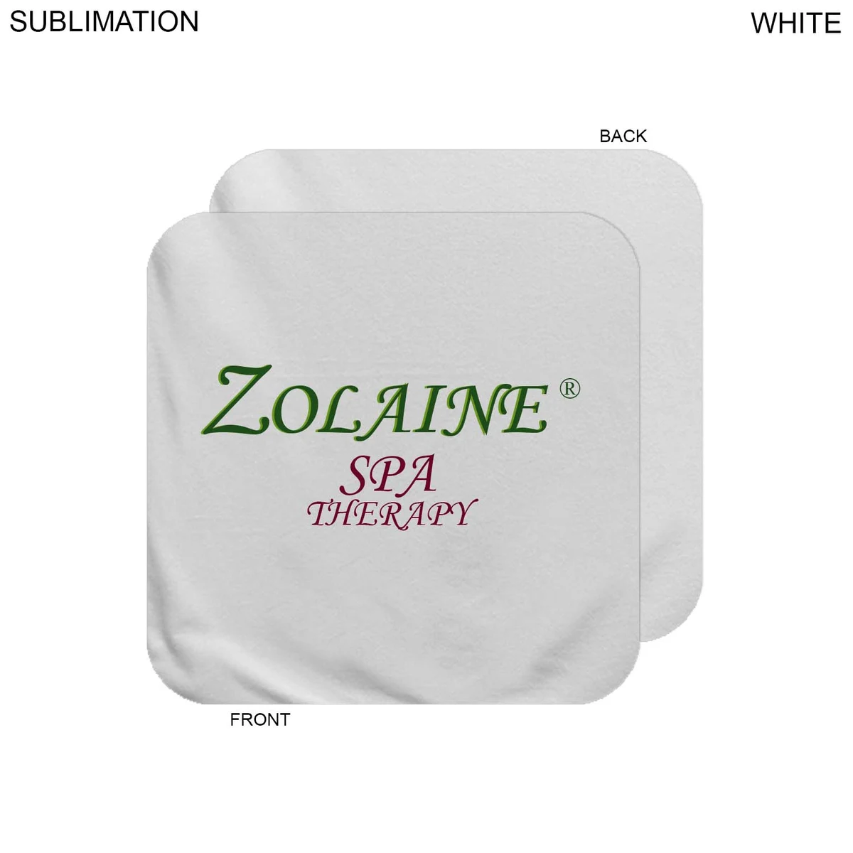 Plush and Soft White Velour Terry Cotton Blend Face Cloth, 12x12, Sublimated Full color logo 1