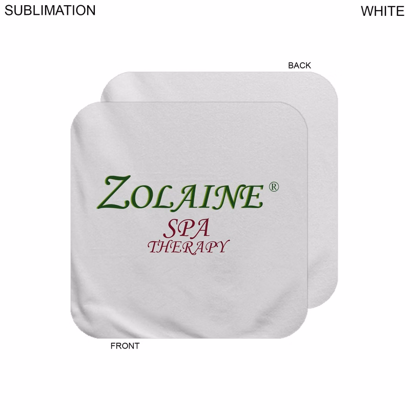 Plush and Soft White Velour Terry Cotton Blend Face Cloth, 12x12, Sublimated Full color logo