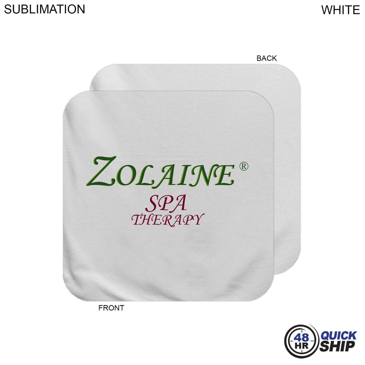 48Hr Quick Ship - Plush and Soft White Velour Terry Cotton Blend Face Cloth, 12x12, Sublimated 1