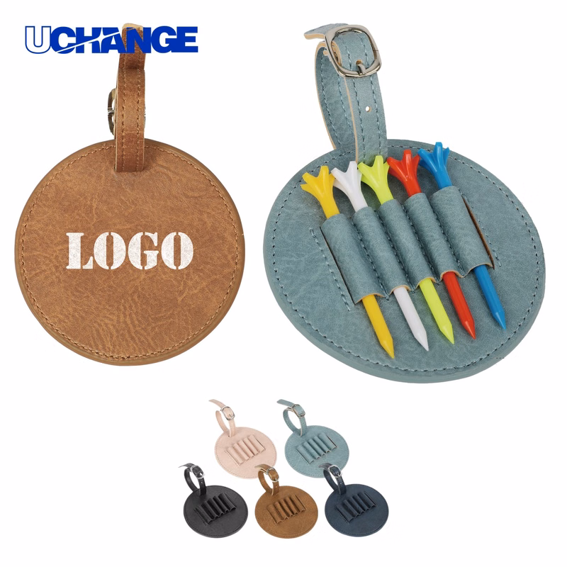Customizable Portable Round Leather Golf Tee Holder