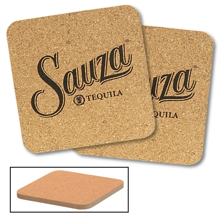 Cork & Fiberboard Square Beverage Coaster 1