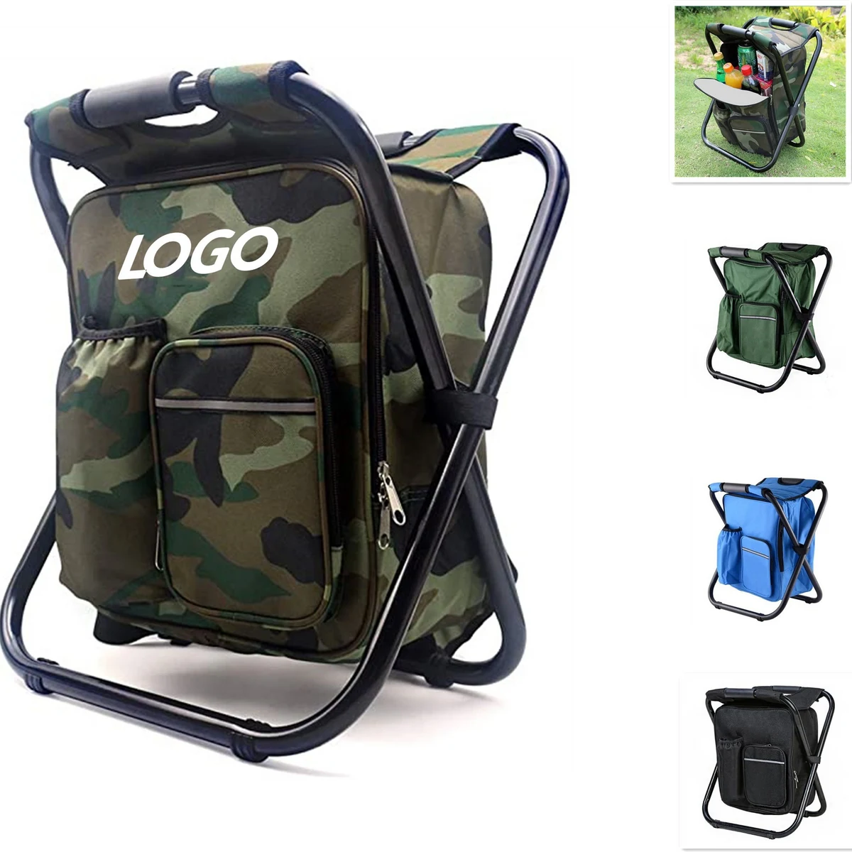Folding Camping Chair Stool With Cooler Bag 1
