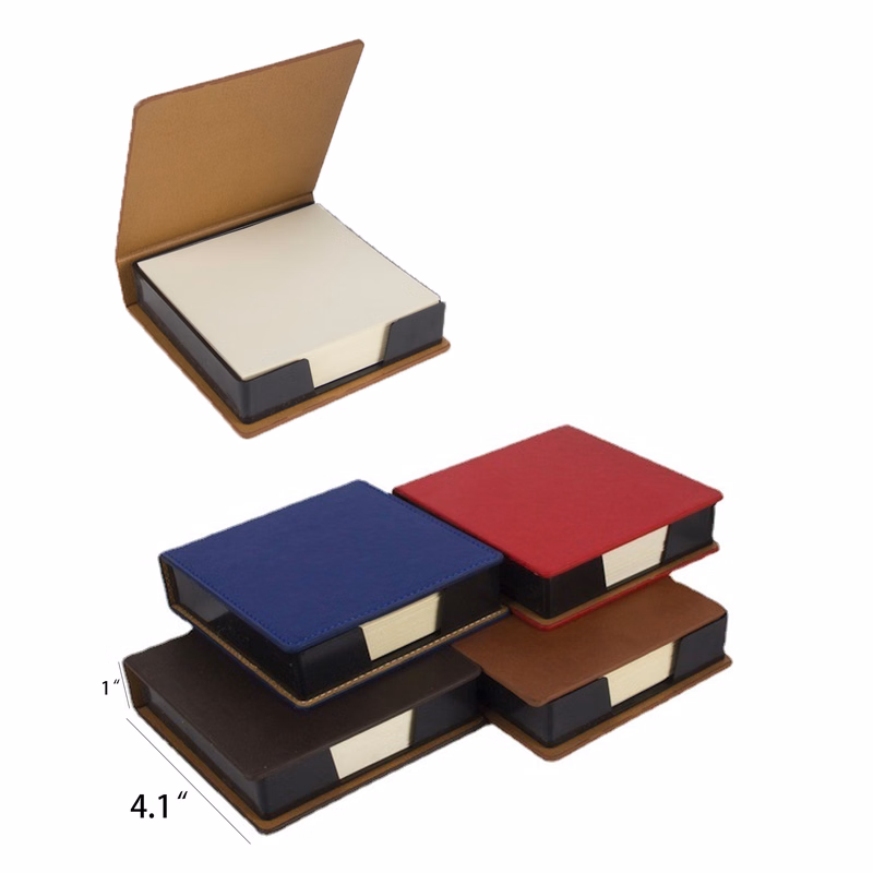 Leatherette Flip-Top Box With Sticky Note Paper