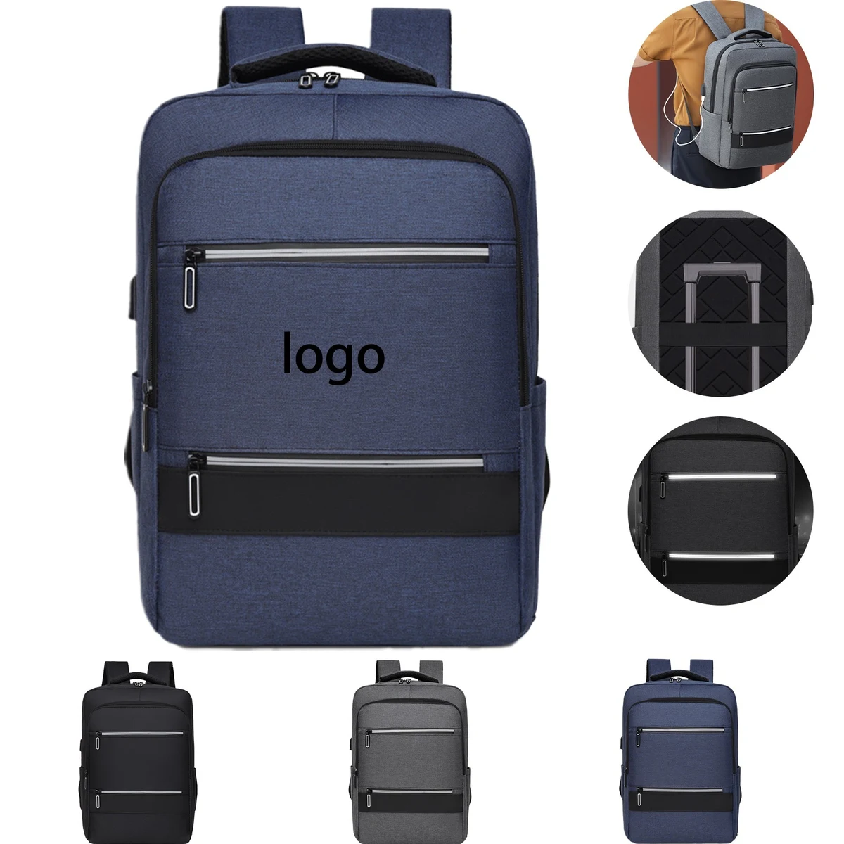 Business Backpack with Reflective Strip 1