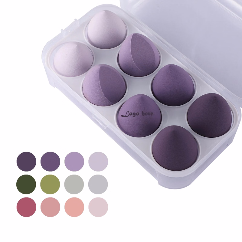 8 Pcs Makeup Sponge Beauty Blender Case Cream Powder Liquid